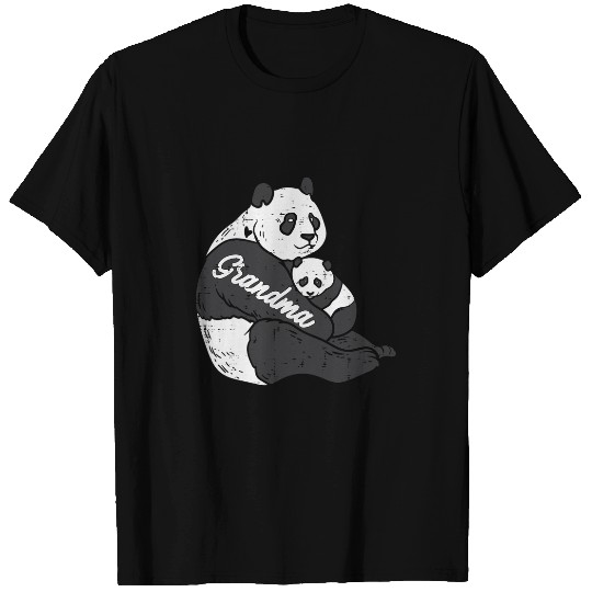 Funny Bear Womens Grandma Panda And Cub Hug Mothers Day Bear Nana Mimi Women Cute Bears T-Shirts