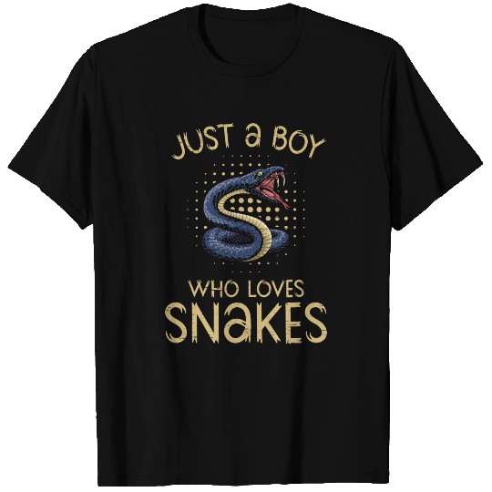 Snake Lover Just A Boy Who Loves Snakes Reptile Skin Snakeskin Snake Mom T-Shirts