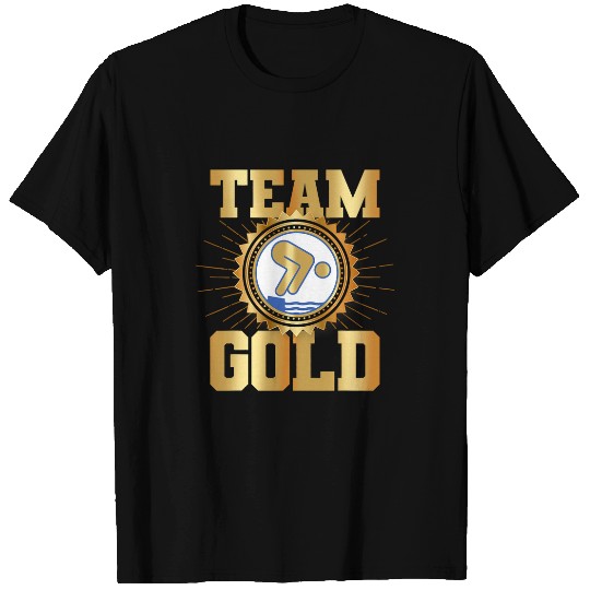 Swimming Pool Gold Swimmer Swimming Badge 2 T-Shirts