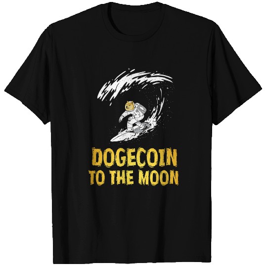 Surf Life Dogecoin to the Moon Surfing DogeCoin Crypto Currency T-Shirts