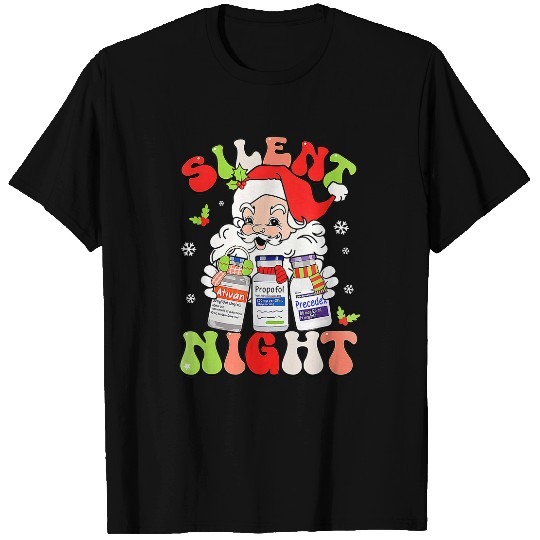 Retro Silent Night ICU nurses Christmas Intensive Care Unit T-Shirts