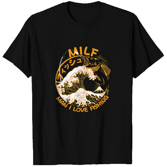Fishing MILF Man I Love Fishing Angling Black and Gold Fisher T-Shirts