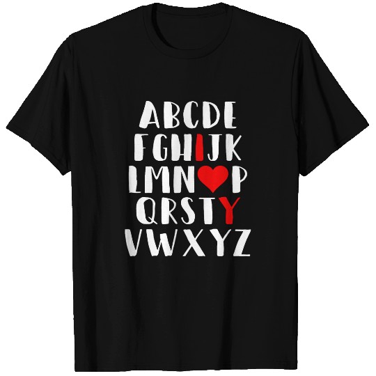 ABC Chalk Alphabet I Love You English Valentines Day Teacher T-Shirts