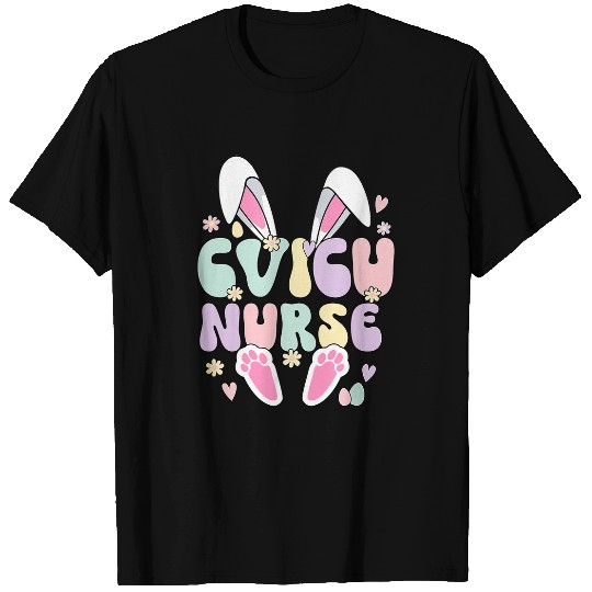Groovy CVICU Easter Bunny Cardiac nurses Easter Day Women T-Shirts