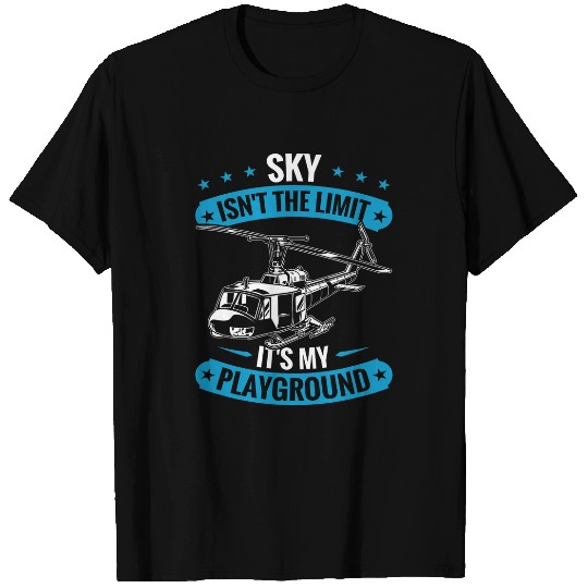 Mens Helicopter Pilot Funny Heli Lover Sky Is My Playground T-Shirts
