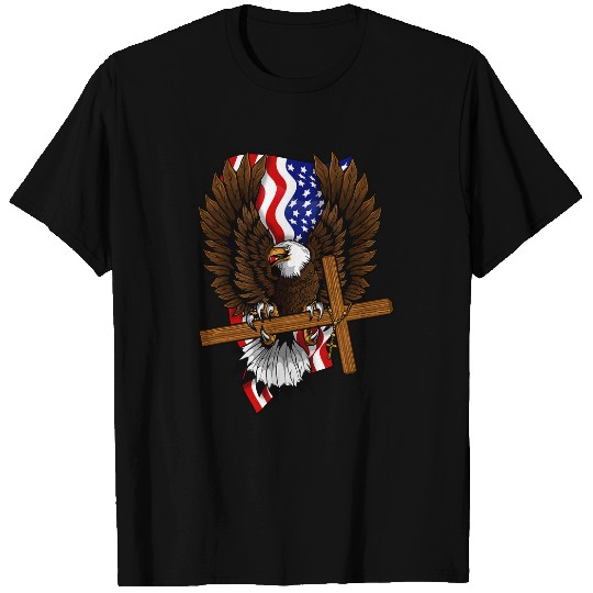 4th of July Bald Eagle USA American Flag Christian Faith T-Shirts
