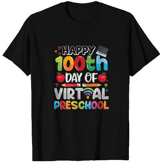 Happy 100th Day of Virtual Preschool Teacher or Student T-Shirts