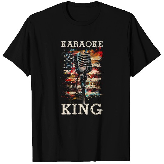 Karaoke King Singer vintages Microphone US Flag Singing T-Shirts