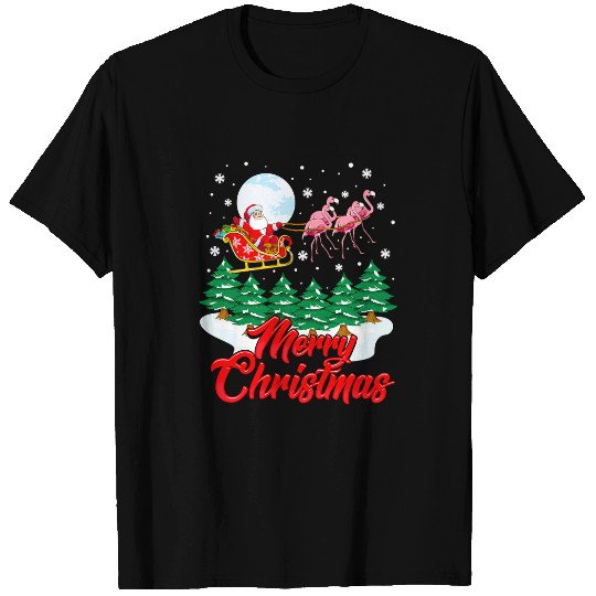 Pink Flamingo Funny Flamingo Santa Merry Christmas Gift xmass Design Flamingos T-Shirts