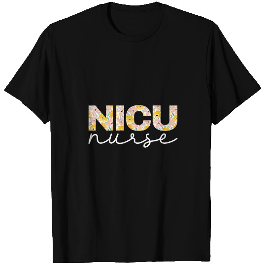 NICU nurses Nursing Floral Pink Yellow Design T-Shirts