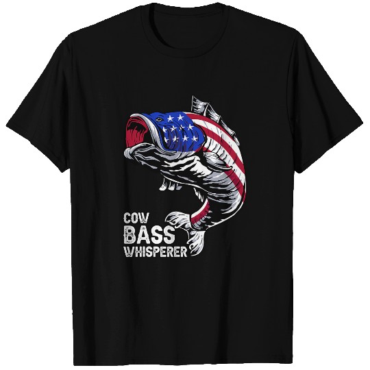 Largemouth Bass Fish Art American Flag Patriotic Fishing T-Shirts