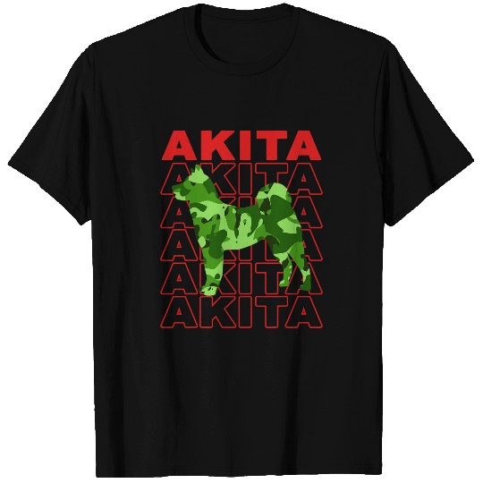 Akita Camouflage Style Streetswear Funny Gift Dog Lover T-Shirts