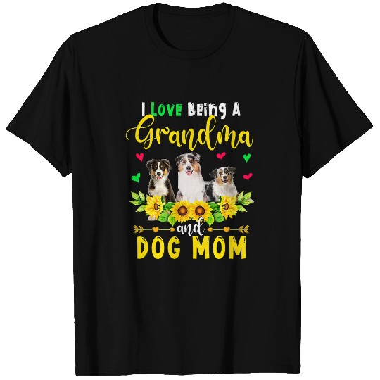 I Love Being A Grandma And Dog Mom Australian Shepherd Dogs T-Shirts