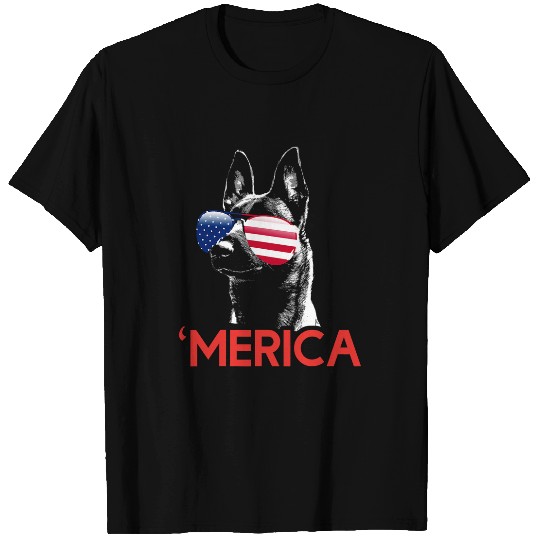 Merica Belgian Malinois American Flag 4th of July 415 T-Shirts