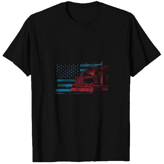 American Flag Semi Truck Driver 18 Wheeler Patriotic Trucker 1 T-Shirts