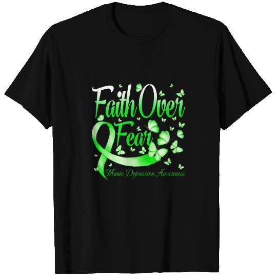 Faith Over Fear Manic Depression Awareness Butterfly T-Shirts