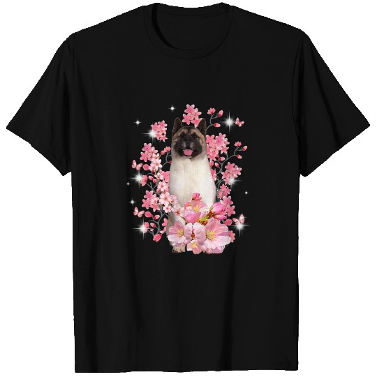 Akita Cherry Blossom Flowers T-Shirts