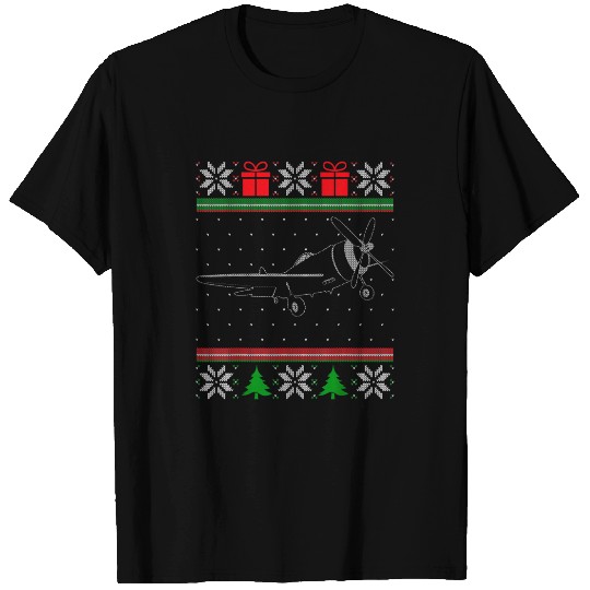 Small Flying Plane Ugly Christmas Light Sport Aircraft Pilot 2 T-Shirts