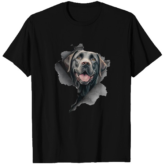 Labrador Lab Dog Peeking Funny Dog Mom Dad Ripped Effect T-Shirts