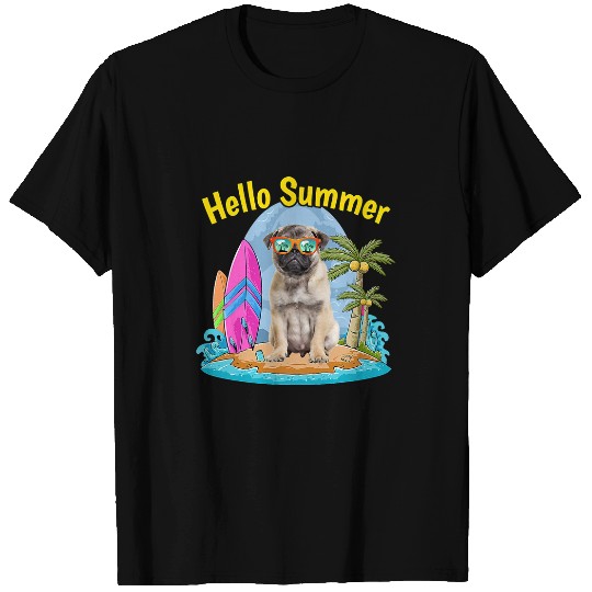 Pug Lover Hello Summer Dog Lover Vacation 1 Pugs Dog T-Shirts