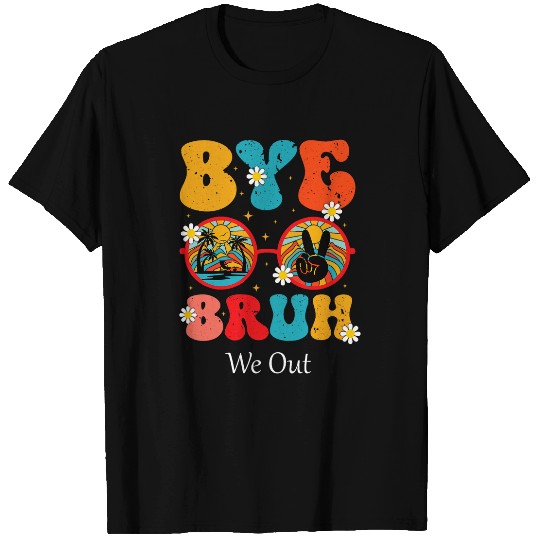 Bye Bruh We Out End Of School Retro Rainbow Sunglasses Boys 7 T-Shirts