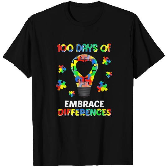 Autism 100 Days Of School IEP Autism Awareness Embrace Differences Neurodiverse T-Shirts