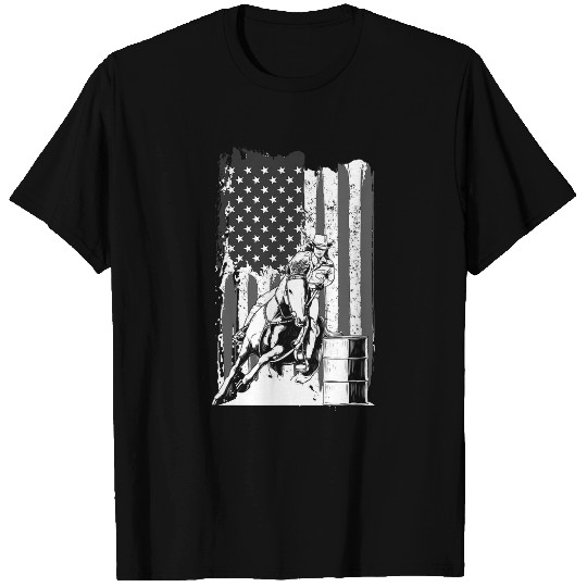 Funny Barrel Racing Gift For Women Men Rodeo American Flag 24 T-Shirts