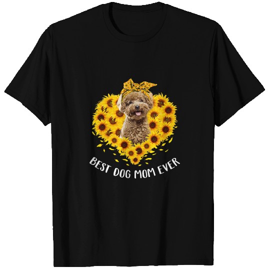 Poodles Mom Sunflower Dog Mom Women Poodle dog T-Shirts