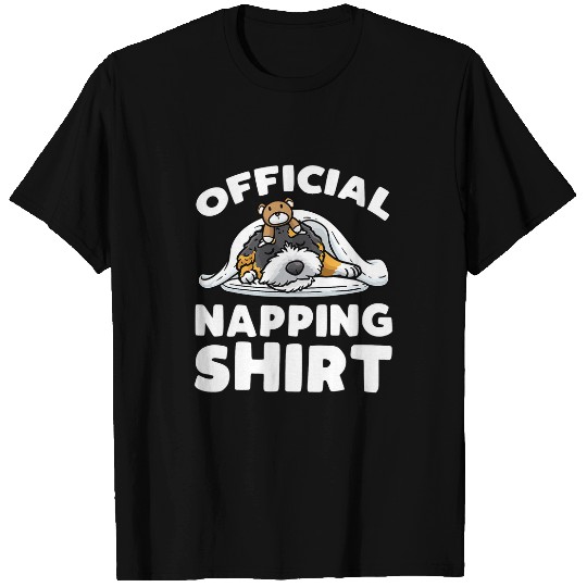 Napping Bernedoodle Dog With Stuffed Animal Sleeping T-Shirts