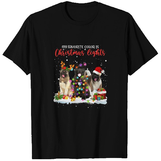 Akita My Favorite Color Is Christmas Lights xmass Lover Gift T-Shirts