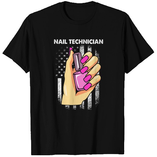 4th Of July American Flag Nail Technician For Women T-Shirts