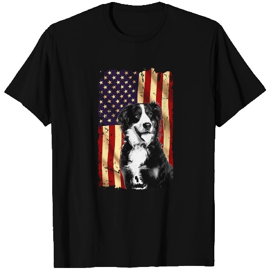 Patriotic Bernese Mountain American Flag July 4th Dog Lover T-Shirts