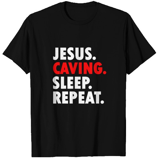 Christian Jesus Caving Sleep Repeat Novelty Hobby Christ T-Shirts