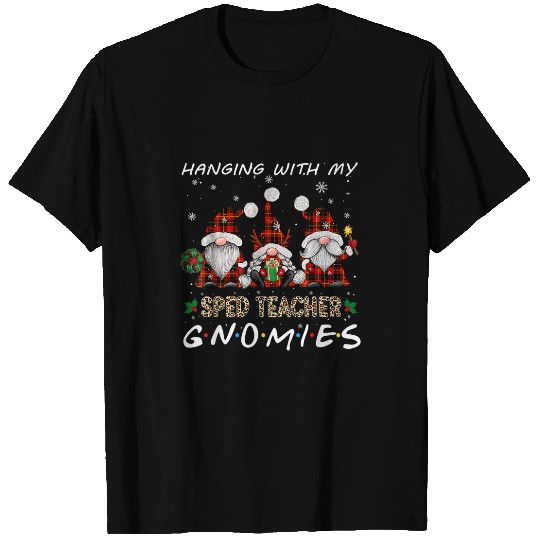 Hanging With My Sped Teacher Gnomies Leopard Plaid Gnome T-Shirts