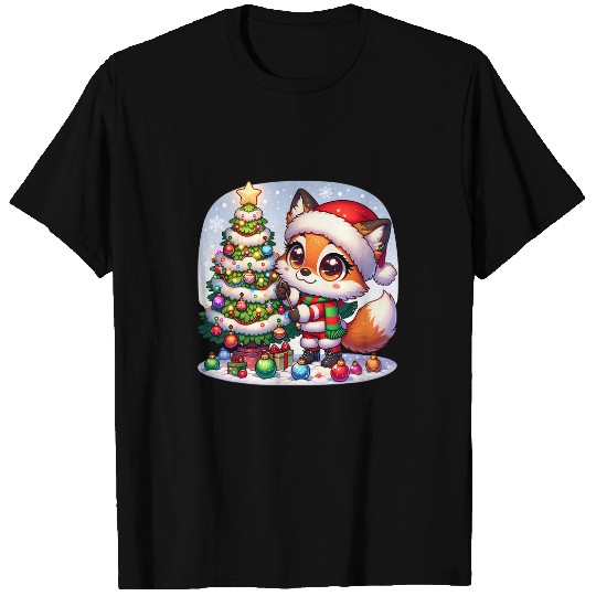 Fox Santa xmass Christmas Tree Winter Holiday 1 T-Shirts