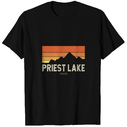 vintages Priest Lake Idaho Mountains Hiking Sunset Retro T-Shirts