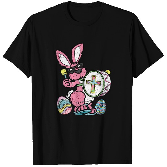 Funny Drummer Bunny Drummer Easter Egg Hunting Spring Rabbit Jesus Cross T-Shirts