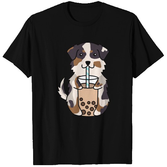 Australian Shepherd Bubble Tea Funny Dog T-Shirts