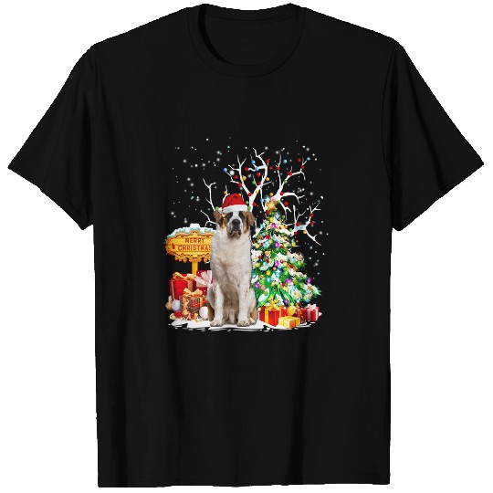 Dog Saint Bernard Funny Saint Bernard Santa Christmas Dog Lover Cute Xmas T-Shirts
