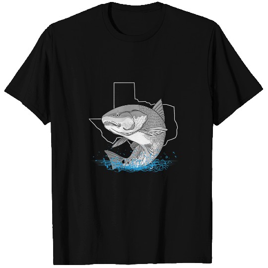 Funny Drummer Fishing Redfish Fishing Red Drum Tailing Texas Gulf Coast Redfishing Fisher T-Shirts