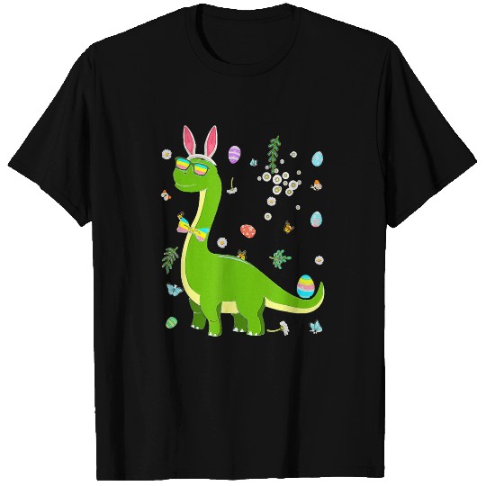 Brontosaurus Bunny Ears Egg Easter Day Dinosaur Dino Kids T-Shirts