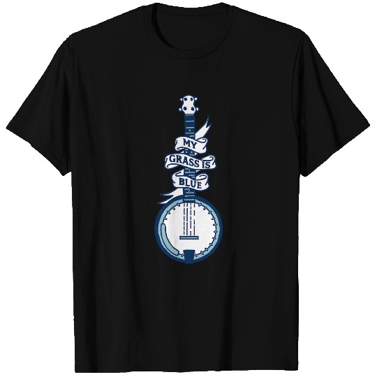 Funny Banjo My Grass Is Blue Vintage Banner and Banjo Retro Illustration 8 T-Shirts