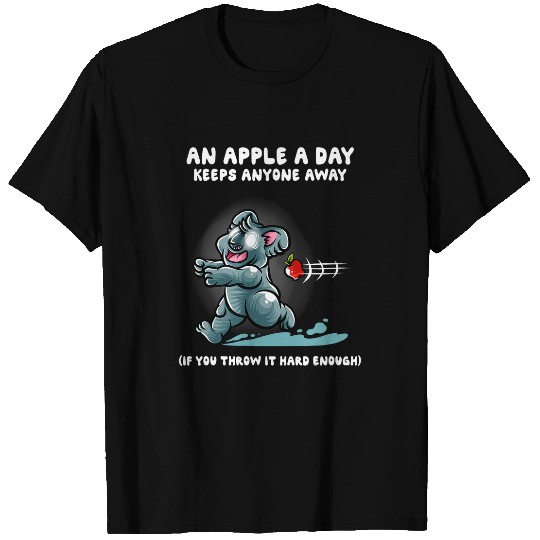 Funny Bear An Apple A Day Keeps Anyone Away Nerd Koala Bear Koalas Cute Bears T-Shirts