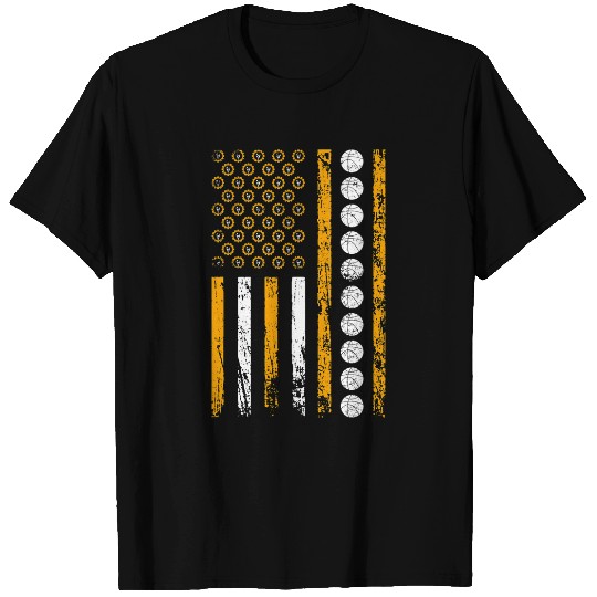 Funny Basketball American Sports Flag Wrench Decor Basketball Labor Day T-Shirts