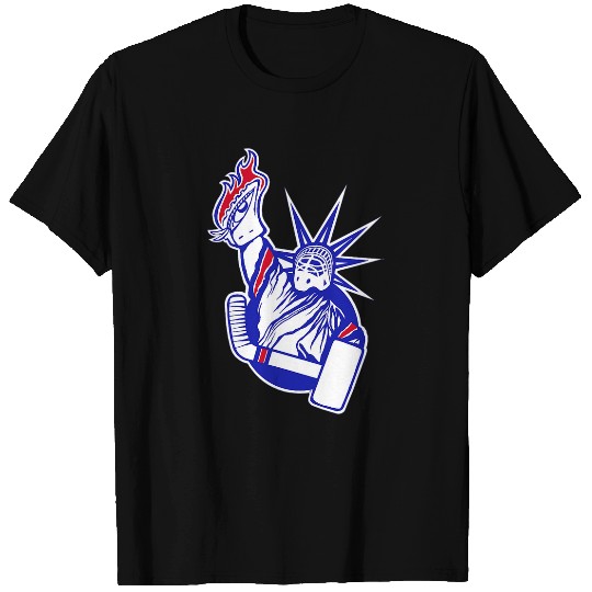 Sport Hockey NY Ice Hockey Statue of Liberty New York Goalie Save Logo T-Shirts