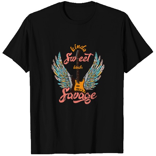 Guitarist Kinda Sweet Kinda Savage Angel Wings Electric Guitar vintages 1 Guitar T-Shirts