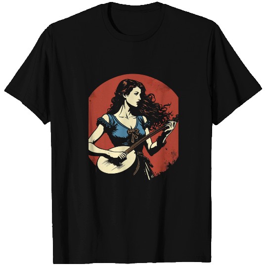 Funny Banjo Mountain Mama Banjo Girl Beautiful Hippie Woman Bluegrass T-Shirts