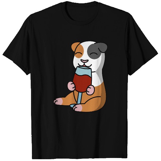 Guinea Pig Drinking Wines Pet T-Shirts