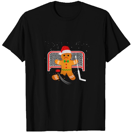 Sport Hockey Goalie Funny Christmas T Gingerbread Man Goalie 2 T-Shirts
