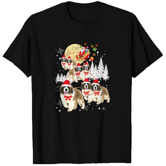 Dog Saint Bernard Funny Reindeer Christmas Moon Santa Dog 2 T-Shirts